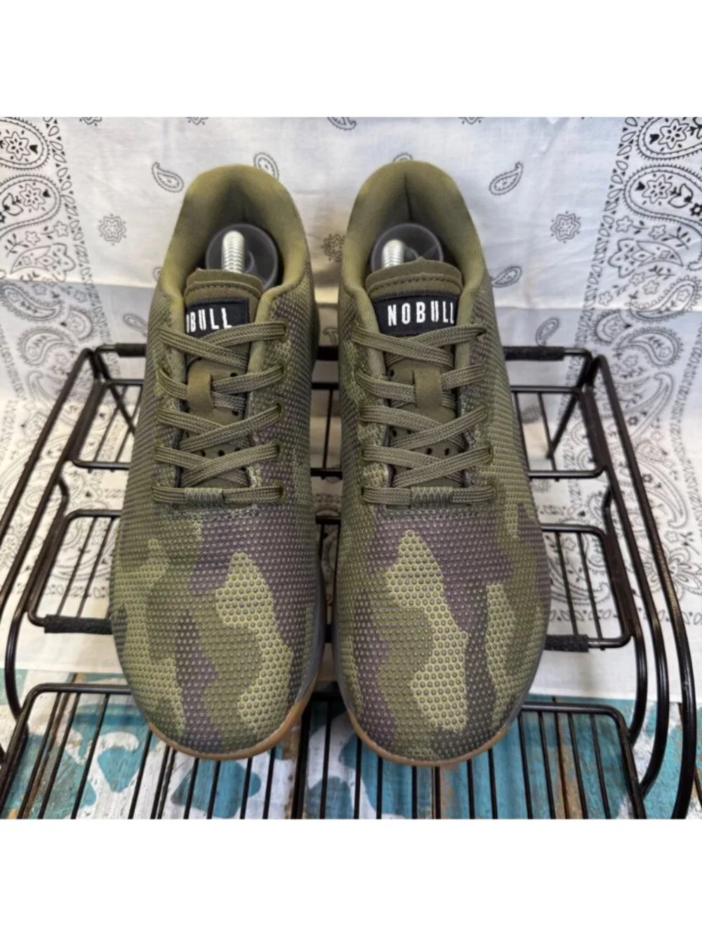 No Bull Outwork Trainers/Athletic Shoes Green Camo/Gum Mens 7/Womans8.5 Worn 1X